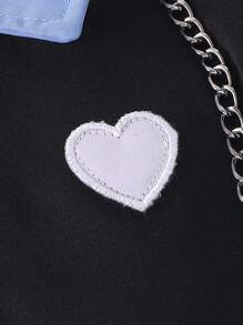 2pcs/Set Baby Girls Casual School Style Heart Embroidery Tank Top & Short Sleeve Shirt Dress, Spring/Summer