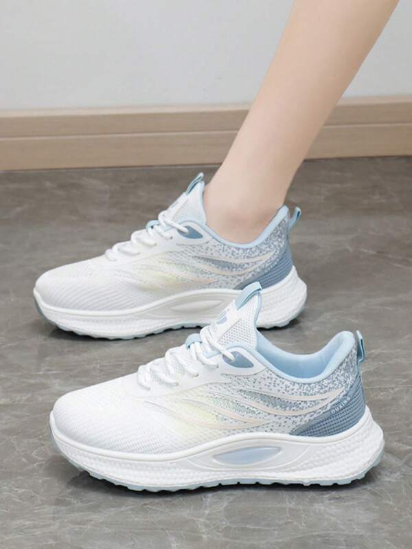 1 par feminino 2025 primavera novo estilo coreano respirável malha tênis, ins moda estudante correndo esportes casuais sapatos