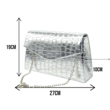 Bolso de hombro brillante para damas, de estilo simple y moda casual diaria - Plateado - Ver 1