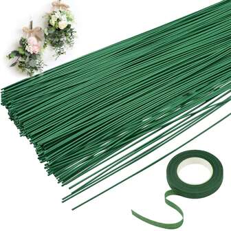 Floral Stem Wire Flower Arrangements And DIY Crafts,Floral Arrangement Kit With Green Tape And Wire,Floral Wire For Florist Flower Arrangement 6/7.8/10/11.8/16 Inches(Green)