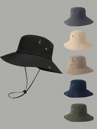 1 szt. Męski jednolity kolor, szybkoschnący, oddychający, szeroki rondo, kapelusz typu bucket, lekki i wszechstronny, odpowiedni na zewnątrz, piesze wycieczki, kemping
