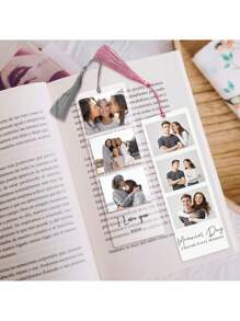 1pc Custom Photo And Text Bookmark With Tassel, Custom Acrylic Bookmark, Custom Bookmark With Text And Photos, Personalized Photo And Text Bookmark, Personalized Bookmark, Photo Collage Bookmark, Keepsake Gift, Great Memorial Gift