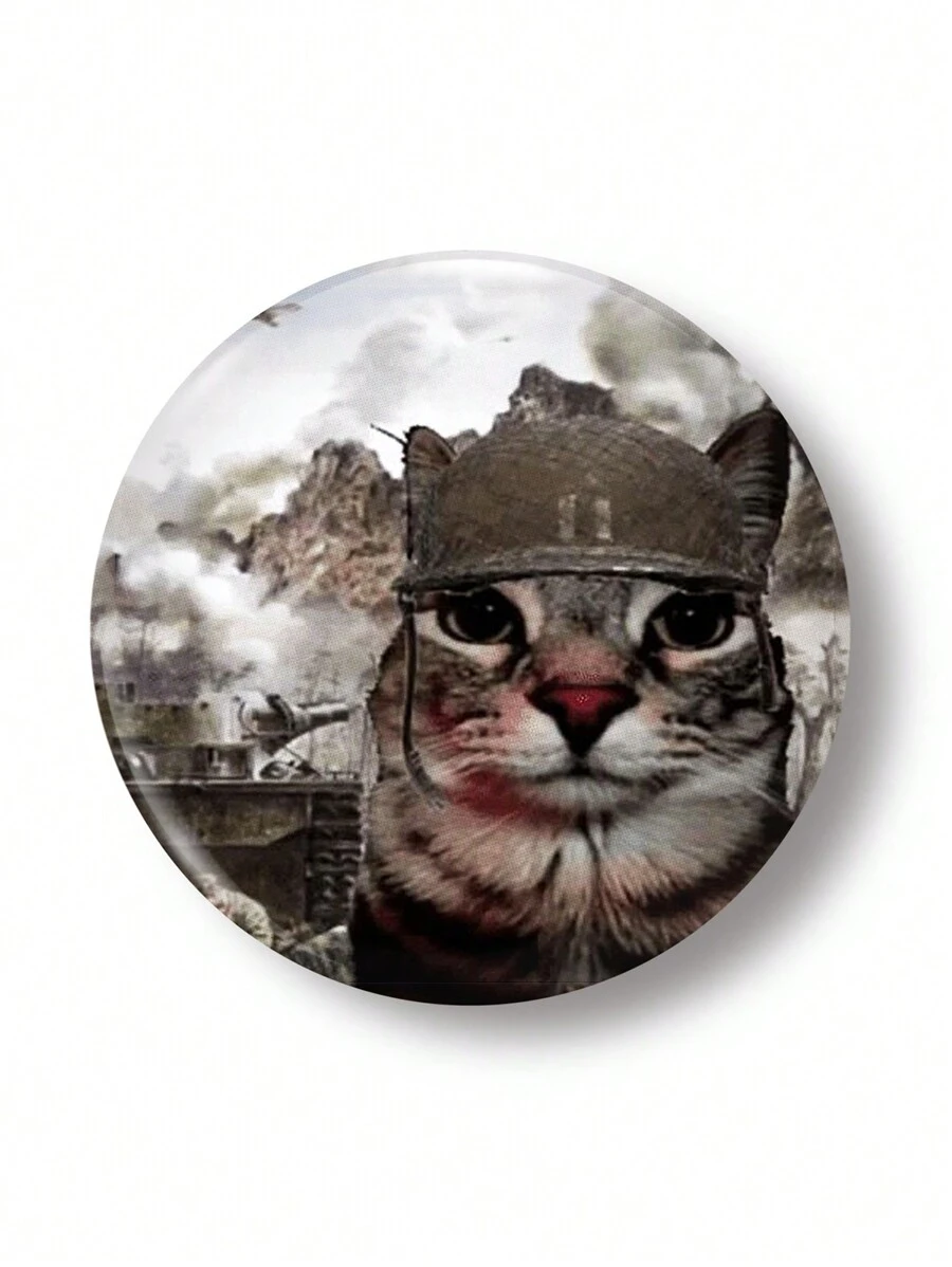 1pc 4.4cm/1.73inch Pattern Badge With Pin, Decorative Button Pin, Suitable For Attaching On Clothing, Bags, Backpacks, Fun Gift For Friends & Family - Multicolor - View 1