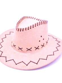 Unisex Suede Cowboy Hat With Brim And Sturdy External Stitching - 玫紅色 - 查看 2