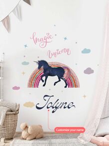 1pc/3pcs Cartoon Colorful Rainbow, Unicorn, Flower, Sun Wall Stickers, Custom Text, Personalize Your Signature, Decorative For Bedroom, Living Room, Study, School, Office, Removable PVC Gifts Birthday Graduation,Multi-Functional,Durable,Anti-Mold,Ornamental,Reusable,Exquisite,Stylish,High-Quality,Colorful,Modern,Custom,Personalized,Unique,Ideal Gifts For Him,Ideal Gifts For Her - Multicolor - View 7