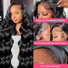 Jessicahair Peluca de cabello humano con frente de encaje HD de Jessica Hair, ondas corporales, 13x4, sin pegamento, con cabello de bebé, densidad 250%, peluca frontal de cabello humano brasileño virgen con onda corporal