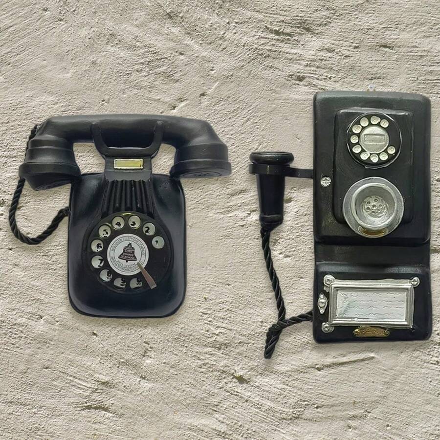 1 件复古壁挂式电话，酒吧风格家居装饰，壁挂复古手工装饰 - 彩色 - 查看 1