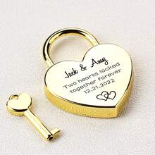 1 Pieza de candado personalizado con forma de corazón grabado, en oro y plata, regalo personalizado para compromiso, aniversario, cerradura de amor, novio, novia, regalo de Navidad, decoración del hogar, regalo único para parejas, mamá, papá, Día de San Valentín, Día de la Madre, Día del Padre, Acción de Gracias, Navidad, Aniversario, Cumpleaños - Multicolor - Ver 6