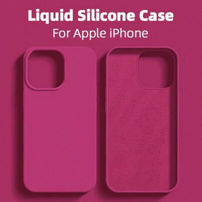 غطاء هاتف سيليكون سائل فاخر بلون أحادي، متوافق مع هواتف آيفون 17 إير، 16 إي، 11، 13، 12، 14، 15 برو ماكس، مناسب لآيفون 16 برو ماكس، غطاء واقي مقاوم للصدمات هدية عيد ميلاد