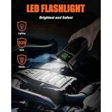 Eigotrav Jump Starter Power Pack 150 PSI Air Compressor 6000A Car Jump Starter Portable Battery Booster Jump Starter With LCD Display LED Flashlight - as pic - View 5