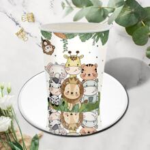 10pcs/20pcs Jungle Animal Themed Disposable Paper Cups, Cartoon Forest Animal Pattern One-Time Party Cups, Suitable For Birthday Parties, Family Gatherings, School Reunions, Outdoor Picnics - Multicolor - View 2