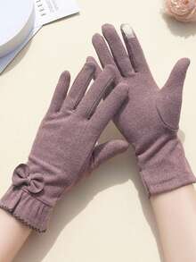 1 双女士秋冬手套，防风，保暖，触摸屏友好，适合骑自行车、骑摩托车 - 彩色 - 查看 11