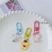 Sanrio Sanrio 10pcs/5pcs/1pc Transparent Kawaii Kitty Style Keychain, Suitable For Backpack, Car, Festival, Family Party, Birthday, Gift Choices