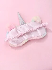 1pc Girls Cute Cat Ear & Gradient Color Unicorn Plush Sleep Mask, Made Of Polyester, Suitable For Daily Rest