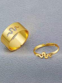 Valentine's Day Gift Versatile Luxury Retro Couple Rings Hollow Plane Heart Fashion Ring Open Design Women Accessory - Multicolor - View 21