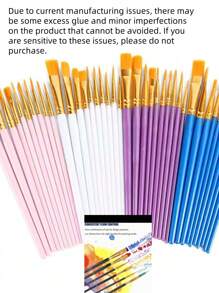 10 支/套随机颜色尼龙毛水彩画笔笔套装，学习 DIY 油画丙烯画艺术画笔，用品新年礼物，学生办公室礼物。身体脸摇滚画布艺术家画笔，学生和成人绘画艺术工艺品用品。艺术家。，返校，学校用品