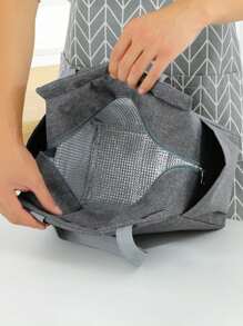 卡通恐龙印花保温午餐袋 - 双层设计，厚铝箔，拉链封口，帆布衬里，时尚野餐袋，完美的礼物选择