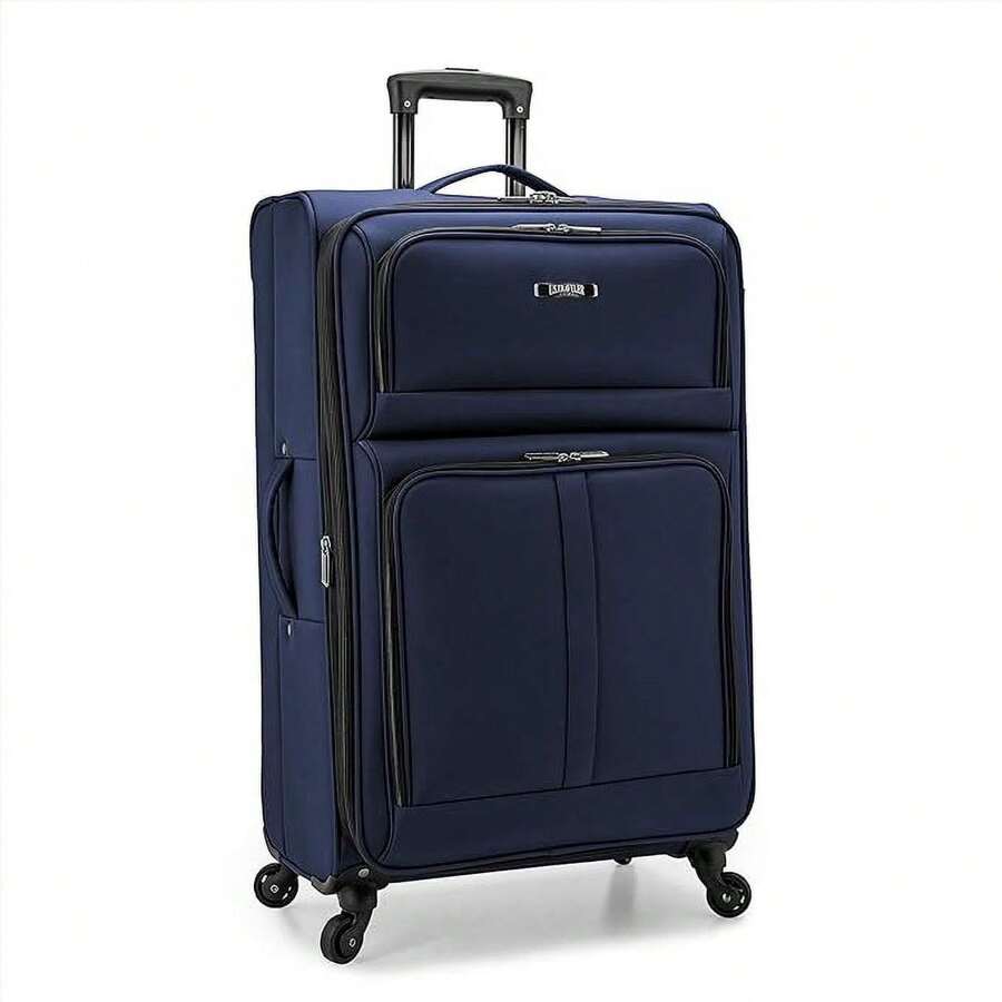 US Traveler Anzio - 30" Large Checked Lightweight Expandable Softside 4 Wheel Spinner Luggage Teal - Apricot - View 1
