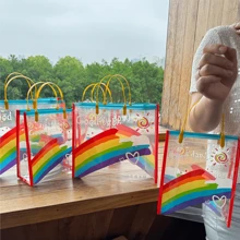 30个彩虹生日礼品袋，透明手提袋，女士礼品包装袋，适合情人节、派对假期、生日礼物包装袋 - 彩色 - 查看 6