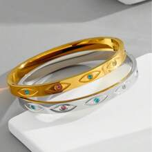 New 18K Titanium Steel Devil Eye Custom Versatile Style High-Quality Bracelet - 金色 - 查看 2