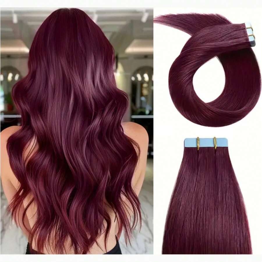 20pcs Straight Thick Tape In Remy Human Hair Extension For Salon Dark Brown Color 2# 16-26 Inches Silk Straight Double Side Seamless Skin Weft Hair Extension ,Feel - Easy To Apply And Reuse, High Quality Natural Style Tape In Hair Extentions - S99J - View 1