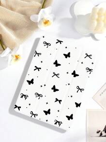 1 件黑色优雅蝴蝶结亚克力透明后盖保护壳，兼容 iPad 10、第 9 代/Mini 6/10.2 英寸 iPad Pro 11 2021/2020、iPad 第 5 代 (9.7 英寸)、iPad Air 第 5 代 2022，带铅笔槽，防摔，自动睡眠/唤醒 - 彩色 - 查看 2