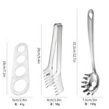 3 pièces/Set Ustensiles à Pâtes en Acier Inoxydable - Louche à Pâtes, Cuillère à Poudre, Passoire à Pâtes de Type Peigne, Règle à Spaghettis