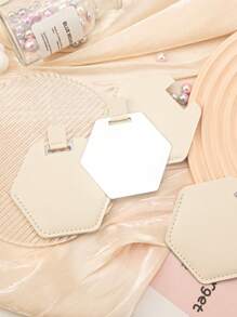 1 Stück Edelstahl multifarbiger hexagonaler karten-Make-up-Spiegel für Studentenwohnheime, kleiner Schminkspiegel für den Tisch, Geschenk für Freundin und Mutter