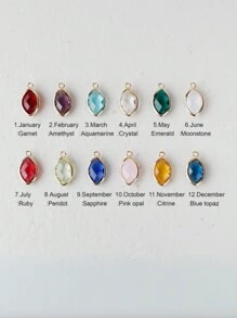 1pc Personalized Birthday Stone Keychain, Can Be Engraved With Name, Metal Keyring, Gift For Mom, Leaf Letter Design, Heart Pendant, Mother's Day Gift, Birthday, Anniversary, Gift For Boyfriend, Girlfriend, Family, Friends, Unique Gift - Multicolor - View 7