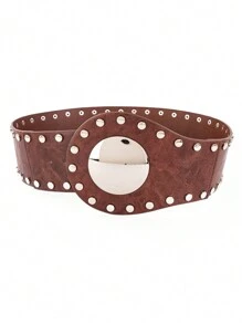 1 件女式复古高腰松紧腰带可调节束腰腰部装饰配件，适合秋季、万圣节穿着 - 腰封 - 查看 2