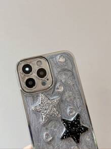 Stylish Electroplated Drip Stereoscopic Star Decorated Phone Case Compatible With IPhone11/12/13/14/15/15 Plus/15 Pro/15 Pro Max