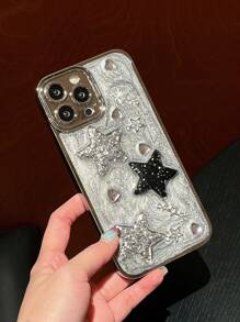 Stylish Electroplated Drip Stereoscopic Star Decorated Phone Case Compatible With IPhone11/12/13/14/15/15 Plus/15 Pro/15 Pro Max