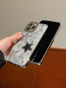 Stylish Electroplated Drip Stereoscopic Star Decorated Phone Case Compatible With IPhone11/12/13/14/15/15 Plus/15 Pro/15 Pro Max