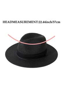 1pc Unisex Two Tone Boho Jazz Panama Sun Visor Beach Straw Hat - Khaki - View 6