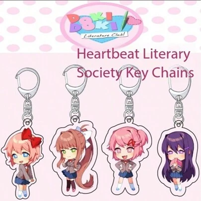 Câu lạc bộ văn học Doki Doki! Khoảng 5,5cm dài Acrylic nhân vật hoạt hình dễ thương nhỏ treo tường trang trí, nhân vật hoạt hình nhỏ treo trang trí cho phòng, cửa sổ, móc chìa khóa, phòng ngủ, trang trí nhà cửa, trang trí nhà cửa, trang trí phòng, trang trí tường