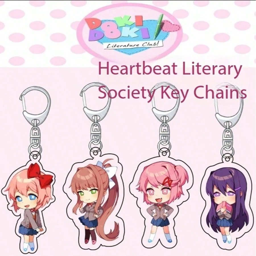心跳文学部！长约 5.5 厘米的亚克力可爱动漫人物小壁挂装饰，动漫人物迷你挂饰，适用于房间、窗户、钥匙扣、卧室、家居装饰、家居装饰、房间装饰、墙壁装饰 - 彩色 - 查看 1