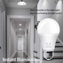 12W 人体感应 LED 灯泡 E26 灯头，6000K 冷白光/3000K 暖白光，AC80-265V，雷达感应，黄昏到黎明自动开关，适用于走廊、楼梯、车库等场所的安防照明，5 个装 - 白色 - 12W - 查看 4