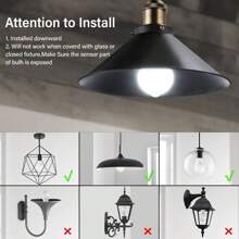 12W 人体感应 LED 灯泡 E26 灯头，6000K 冷白光/3000K 暖白光，AC80-265V，雷达感应，黄昏到黎明自动开关，适用于走廊、楼梯、车库等场所的安防照明，5 个装 - 白色 - 12W - 查看 8