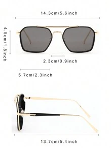 1 pieza Gafas de hombre clásicas y casuales, con montura de metal de puente doble y lentes poligonales de estilo aviador, en color dorado/negro/plateado, un accesorio esencial y con estilo, adecuado para abrigos, suéteres, chaquetas acolchadas, un gran regalo para el novio para el verano, la playa, al aire libre y los viajes.