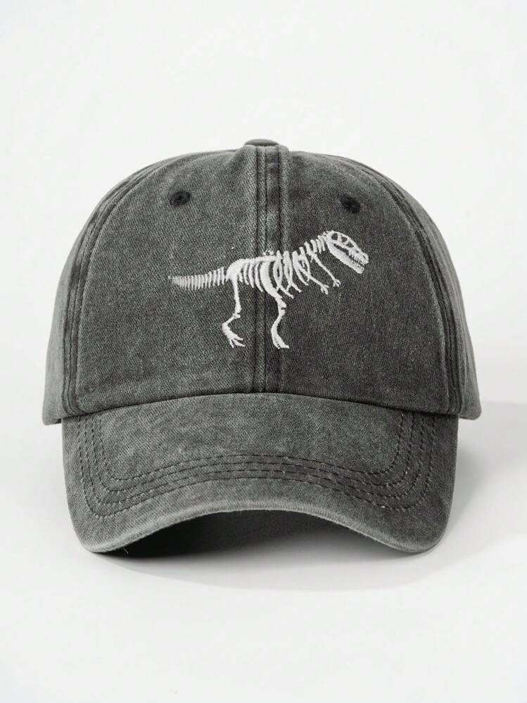 1 pieza Gorra de béisbol con forma de dinosaurio bordada y lavado mate para niños, gorra deportiva para exteriores para niños y niñas, para todas las temporadas - Multicolor - Añade 2