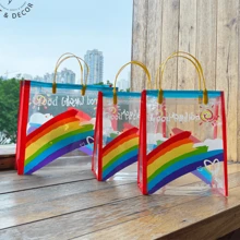 30个彩虹生日礼品袋，透明手提袋，女士礼品包装袋，适合情人节、派对假期、生日礼物包装袋 - 彩色 - 查看 3