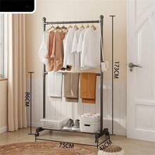 Telescopic Clothing Rack Heavy-DutyMetal Garment Rack On Wheels AdjustableTelescopic Clothes Drying Rack For LivingRoom