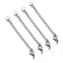 10pcs Stainless Steel Extension Chain With Lobster Clasp, Suitable For DIY Jewelry Making, Necklaces And Bracelets
