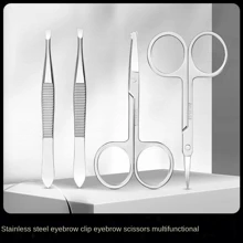 4 pensete înclinate pentru sprâncene din oțel inoxidabil, aparat de tuns părul din nas, foarfece mici pentru îngrijirea sprâncenelor și a părului facial - Multicolor - Vizualizare 11