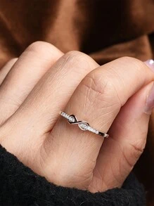 ESBERRY 1入無限符號8字環女士s925純銀白金鍍戒指情人節精美女士珠寶日常佩戴禮物婚禮訂婚婚禮珠寶 - 銀色 - 查看 3