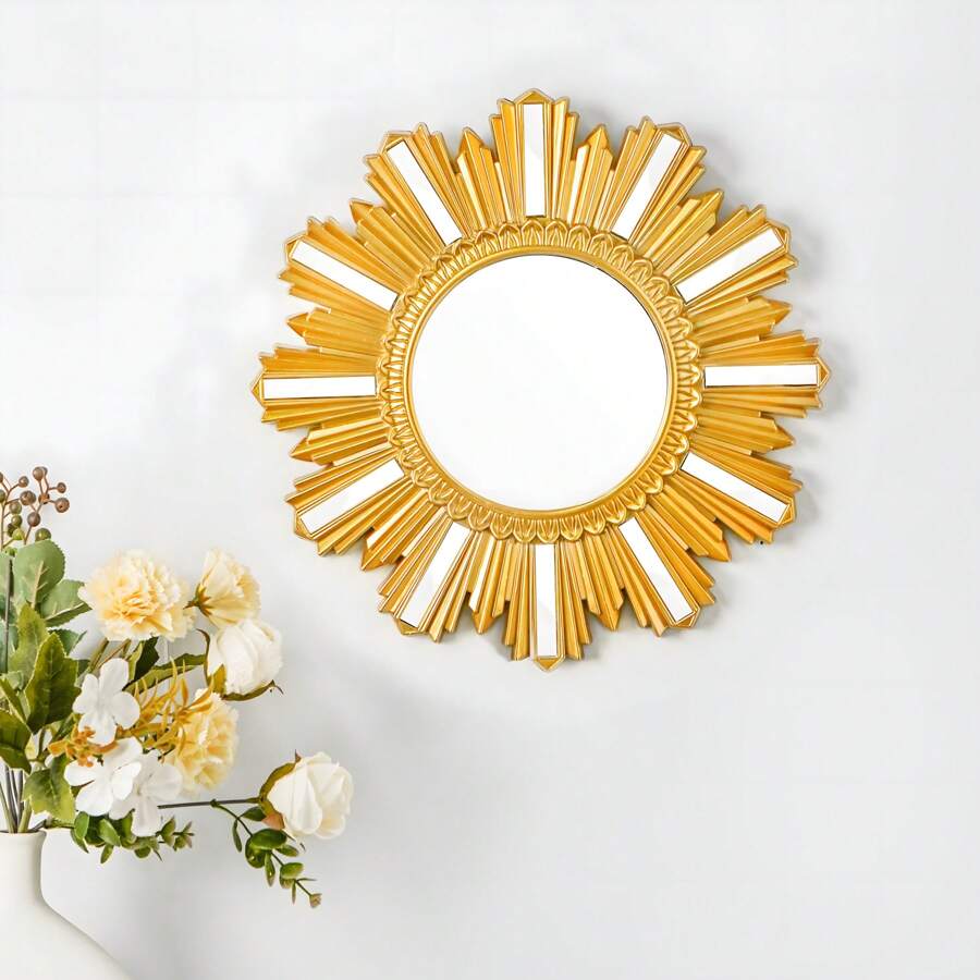 3pcs/Set Wall Mirror Decoration Set, Round Gold Mirror, Home Decor, Suitable For Bedroom, Living Room, Entrance - No Power Needed, Unique Wall Decoration Gifts Birthday Graduation