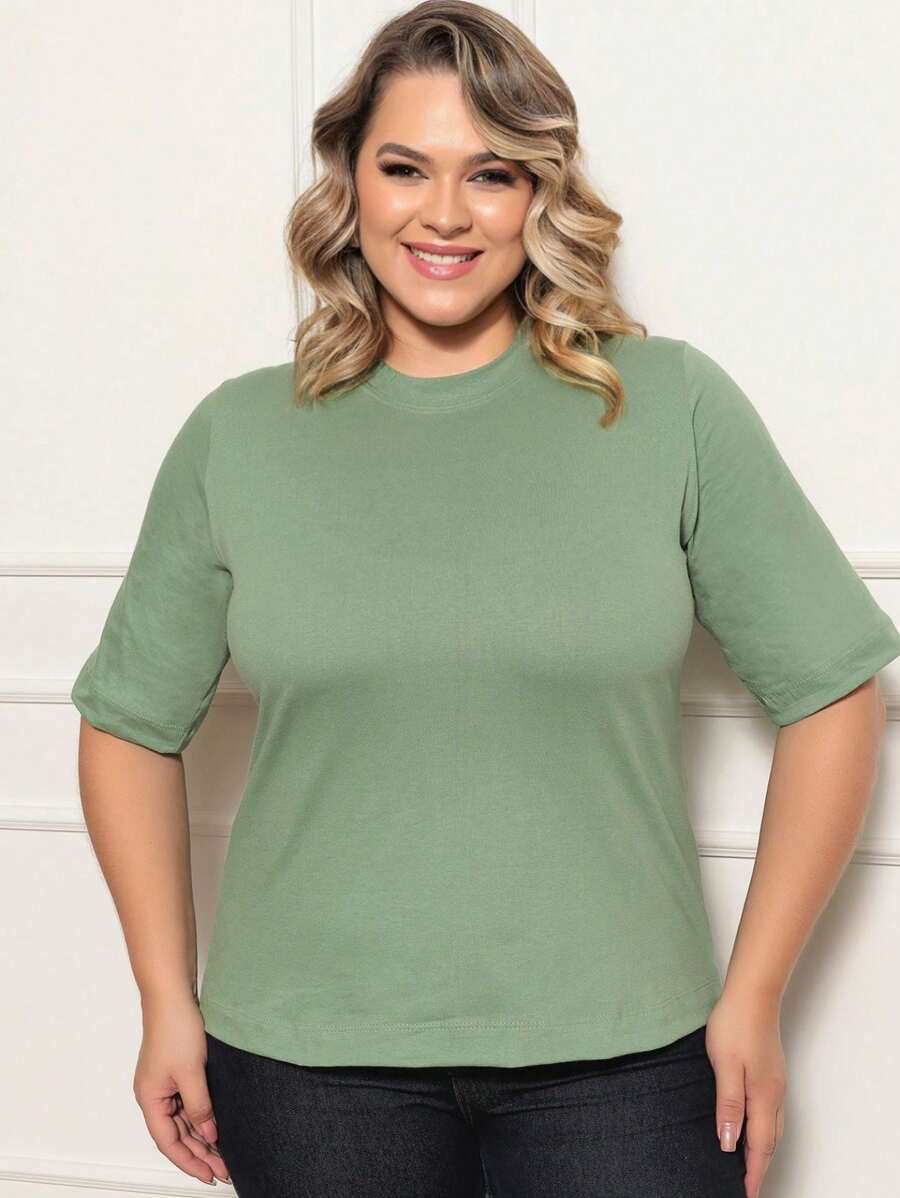 Plus Size T-Shirts - màu xanh lá - Xem 1