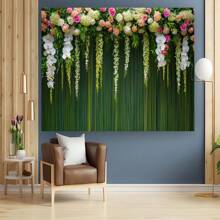 多功能聚酯纤维花卉背景横幅 - 无需电力即可用于婚礼、新娘派对、摄影、舞台装饰和节日的春夏主题装饰