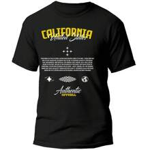 Men's Black T-Shirt California Casual 100% Cotton - 黑色 - 查看 1