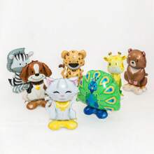 1 Peça Balão de Folha de 16 Polegadas com Base Pequena em Formato de Gato, Zebra, Girafa, Leopardo, Urso Marrom, Pavão ou Filhote de Cachorro, Suprimentos para Festa de Aniversário, Layout com Tema Animal, Festa de Animais de Estimação, Pode Ficar em Pé